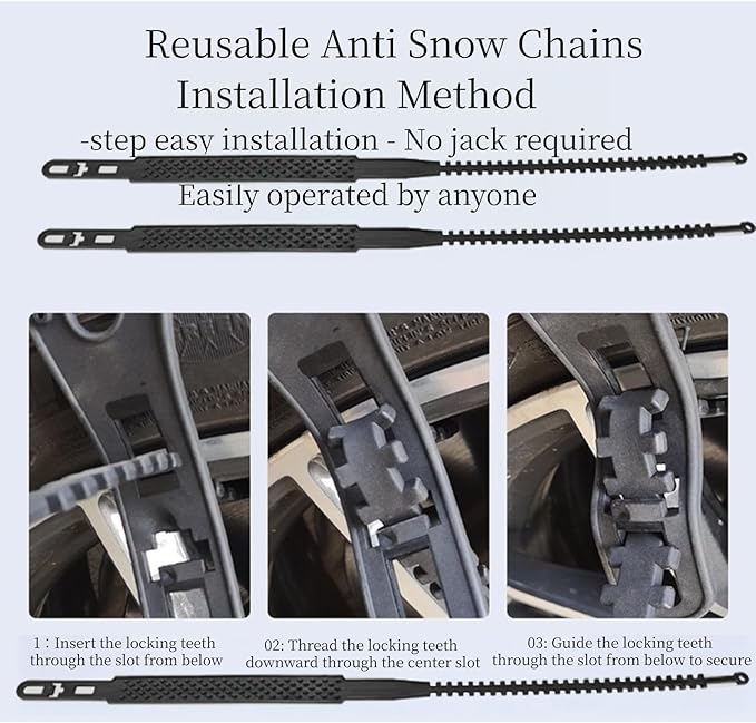 10 Pack Tire Chains, Universal Emergency Tire Chains, Adjustable Plastic Anti-skid Ties,Safety Chains for Most Cars, SUV Truc