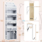 OneDream Over the Door Organizer for Nursery, 5-Tier Baby Clothes Organizer with Removable Storage Caddy, Hanging Behind Door