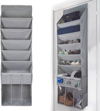 3in1 Over The Door Shoe Organizer with 5 Slanted Compartments,Removable Storage Bin & Transparent Pockets,Thickened Waterproo