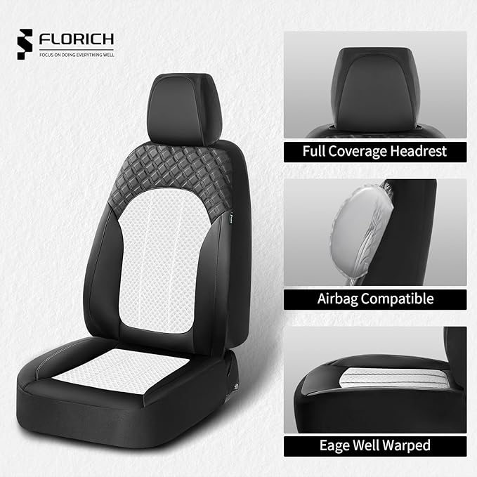 FLORICH Automotive Car Seat Cover Full Set Air Mesh Leather Car Seat Covers 5 Seats Car Protector Cushion Cars Interior Acces