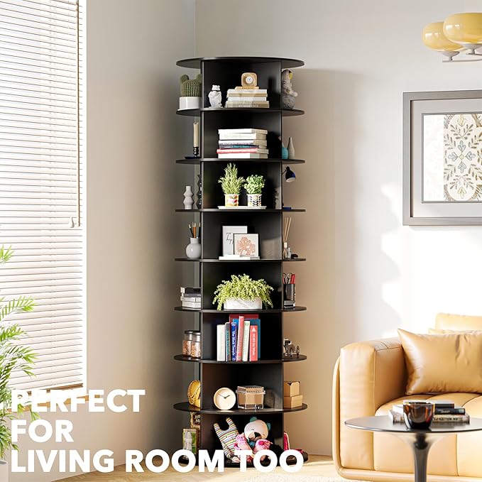 SpaceAid 8 Tier Rotating Shoe Rack Tower, Spinning Shoe Display Lazy Susan, Revolving 360 Shoe Rack Storage Round Carousel, V