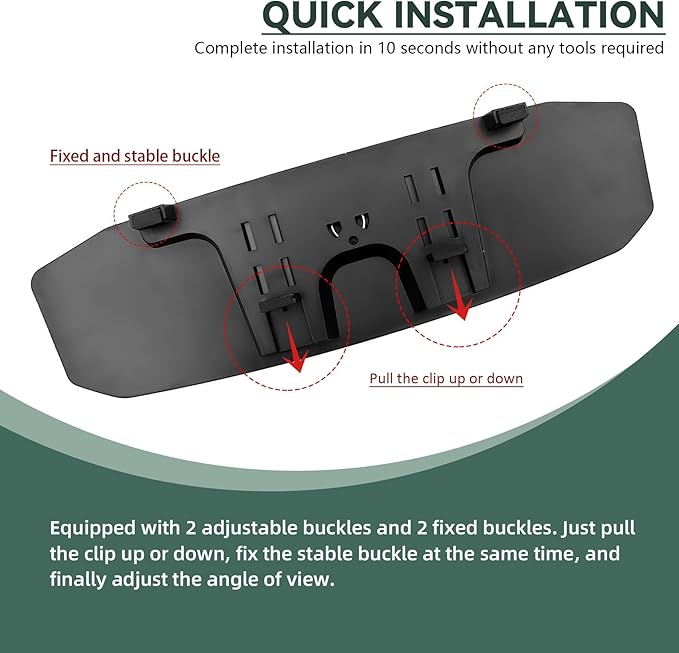 NTNEV 12''x3.5'' Large Rear View Mirror, Anti Glare Panoramic Wide Angle Rearview Mirror, Universal Interior Clip On Rear View Mirror for Car SUV Trucks