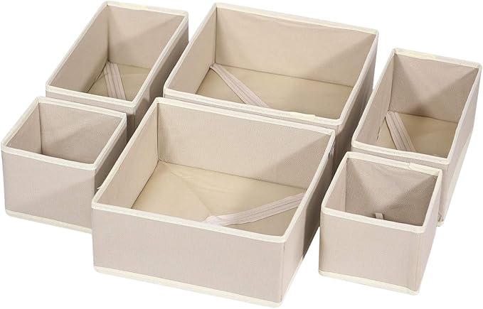 DIOMMELL 6 Pack Foldable Cloth Storage Box Closet Dresser Drawer Organizer Fabric Baskets Bins Containers Divider with Drawer