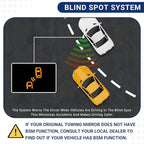 Towing Mirror Compatible with 2022-2025 Tundra with Blind Spot Monitoring Power Adjusted Heated Glass Turn Signal Backup Lamp Manual Telescoping & Folding Pair