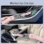 Portable Mini Car Vacuum Cleaner Pink, High Power Cordless(400g) Handheld Rechargeable Vacuum Cleaner for Desk V06