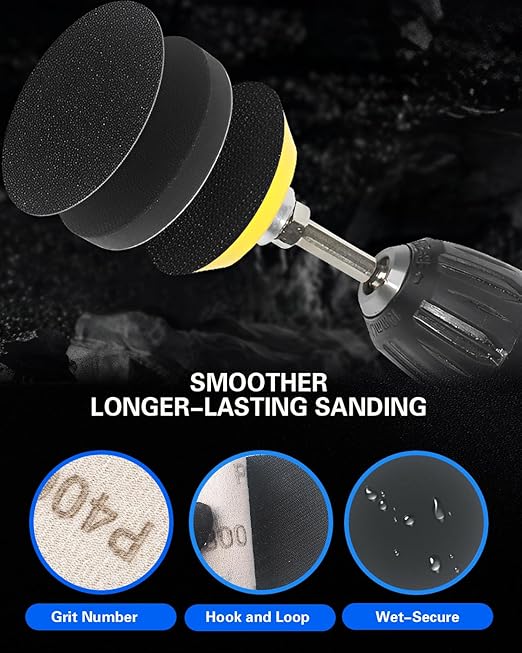 194 PCS 2 Inch Wet Dry Sanding Discs, Drill Polishing Kit with 60 to 10000 Grit Hook and Loop Sandpaper Assortment for Dremel