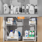Under Sink Organizer, High Adjustable 2 Tier Under Kitchen Sink Organizer, Multi-Purpose Storage Shelf for Kitchen Bathroom C
