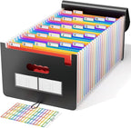 ABC life 26 Pockets Accordion File Organizer, Expanding File Folders, Portable Monthly Bill Receipt Organizer with Colorful A