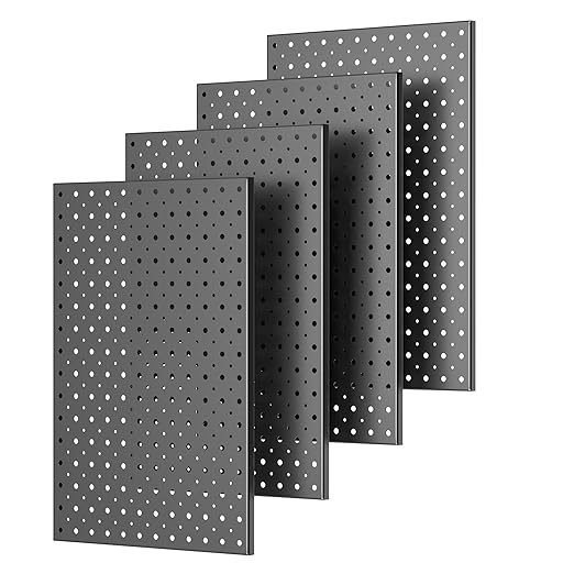 Pegboard Smith Metal Pegboard Panels, 16" x 12" Heavy-Duty Steel Peg Boards for Garage Tool Storage, Wall-Mounted Pegboard Or