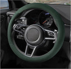 Suede Steering Wheel Cover with Upgraded Silicone Inner Ring, Breathable, Anti-Slip, Leather Universal 14.5 to 15 Inch Steeri