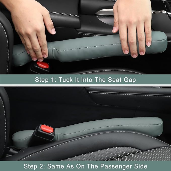 UREHEPO 2 pcs Leather Car Seat Gap Filler Organizer, Interior Car Accessories to Stop Things from Dropping for Car SUV Truck Camper, Fill The Gap Between Seat and Console - Cinerous