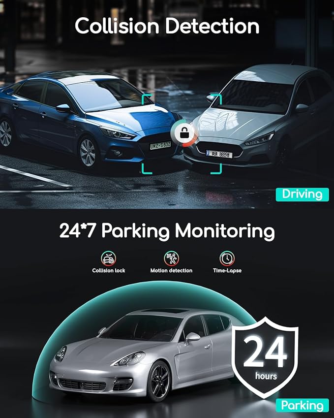 COOAU Dual Dash Cam 2.5K+1080P, Dash Cam Front and Inside, Built-in GPS and WI-FI, Dash Camera for Cars, Perfect for Uber and
