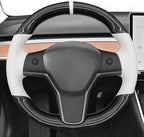 MEWANT Hand Stitched White Leather Tesla Model 3 Steering Wheel Cover for Tesla Model 3 2017-2023 / Model Y 2020-2023 for Tesla Model 3/Y Accessories