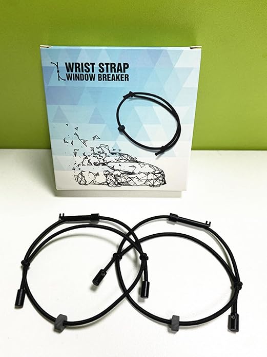 Bracelet Car Window Breaker Wrist Strap Escape Tool, Car Emergency Self Rescue Tool， Tungsten Carbide Bead & Handcuff Key (AH