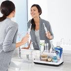 GFWARE Marble Bathroom Countertop Organizer - Detachable 7 Slots Kids Electric Toothbrush and Toothpaste Holde Drainage for B