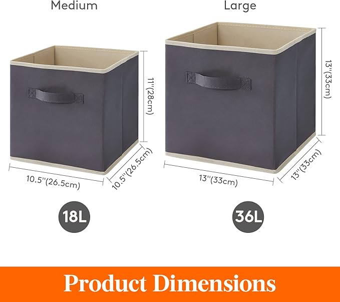 Lifewit Storage Cubes, Foldable Decorative Fabric Storage Baskets for Organizing Home Organizers with Handles for Shelves, Cl