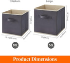 Lifewit Storage Cubes, Foldable Decorative Fabric Storage Baskets for Organizing Home Organizers with Handles for Shelves, Cl