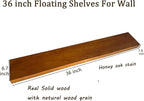IEO Long Wooden Floating Shelves for Room Wall, Natural Wood Floating Shelves Wall Mounted Kitchen Shelf for Living Room, Bed