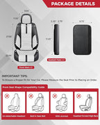 FREESOO Black White Front Car Seat Covers - Faux Nappa Leather Seat Covers for Cars, with Carbon Fiber Texture Seatbelt Pads,