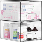 4.4" Tall Small Clear Acrylic Stackable Storage Drawers for Vanity,Under Sink,Bathroom Closet,Medicine Cabinet Organization a