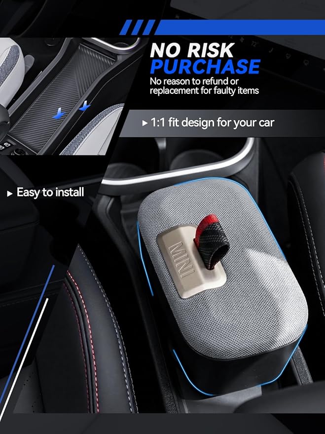 for Mini Cooper Center Console Organizer 2025 2026 Mini Cooper [F65 F66 Gas Version Only] Accessories Armrest Tray Middle Storage Box Insert Container Durable ABS Plastic-Grey