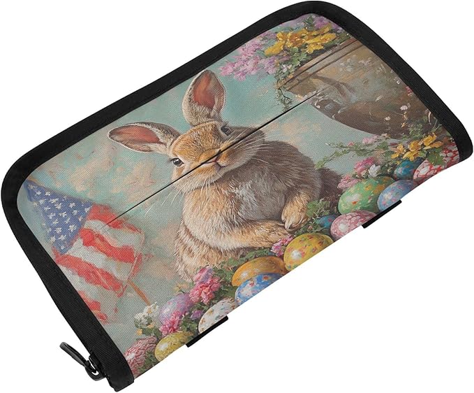 Car Tissue Holder Car Visor Organizer Tissue Box Holder for Car Sun Visor Organizer with Car Vehicle Accessories Essentials Interior for Women Men Bunny Easter Egg American Flag