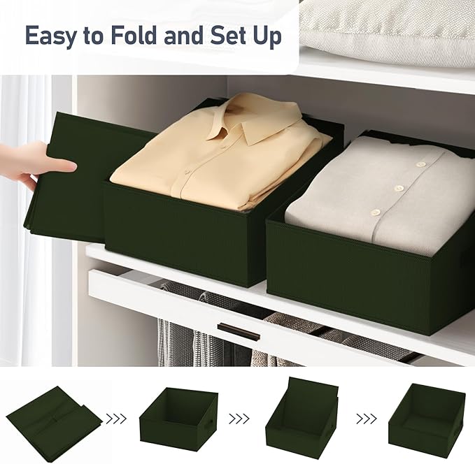 DIMJ Closet Storage Bins 6 Pack - Fabric Trapezoid Closet Organizer Bin, Foldable Storage Baskets for Shelves, Closet Shelf O