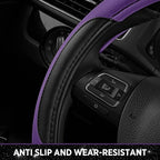 Road Comforts Leather Steering Wheel Cover - Made with PVC Leather - Anti-Slip, Universal Fit 14 1/2 inches to 15 inches - Pu