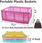 20L Folding Crate, 4Pack Plastic Storage Baskets Organizer for Home and Office,Collapsible Storage Crates for Home Office and