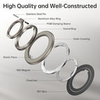 SYNCWIRE Magnetic Phone Ring Holder for MagSafe, 360° Rotation Cell Phone Grip Stand Finger Ring Kickstand Two-Sided Magnet Compatible with iPhone 17 Pro Max 16 15 14 13 12 MagSafe Accessories