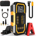 Jump Starter with Air Compressor, Battery Jumper Starter Portable(9.0 Gas/6.5L Diesel) with Tire Inflator, 12V Car Battery Jump Starter with Smart Jumper Cables, LED Light, LCD Display