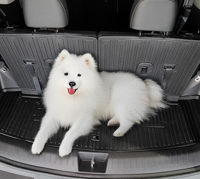 Cargo Mat with Backrest Mats for 2024 2025 2026 Hyundai Santa Fe Car Mat Accessories, All Weather TPE Protector Cargo Liner Trunk Mat(Cargo Mat with Backrest Mats)