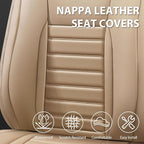 CAR PASS Nappa Leather Car Seat Covers Full Set, Luxury Seat Protector for Cars, Waterproof Anti-Slip Car Seat Cushion Armres