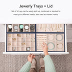 Voova Stackable Jewelry Organizer Tray with Lid, PU Leather Jewelry Storage Holder for Drawer Inserts, Jewellery Display Box 