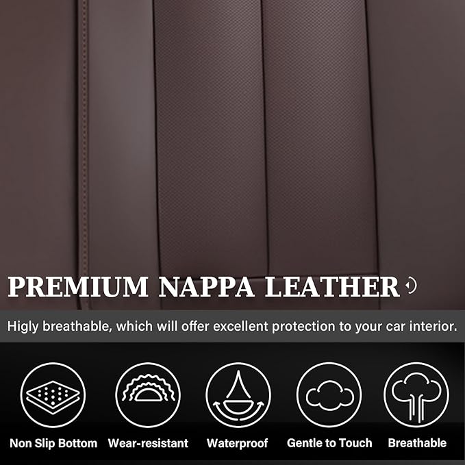 Coverado Rear Seat Covers for Cars, Brown Back Seat Protector, Back Seat Cover for Kids, 3-Pieces Waterproof Car Seat Cushion