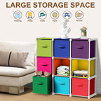 9 Cube Storage Organizer with Shelf Back to School Boxes 11 Inch Toy Storage Bins Closet Organizers Drawers Fabric Dresser fo