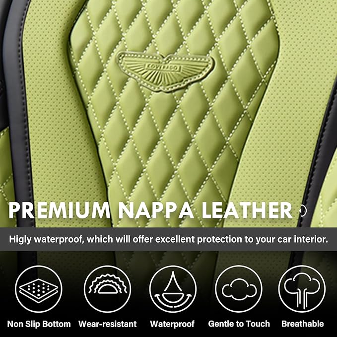 Coverado Seat Covers Front Seats, Green Car Seat Covers 2 Pack, Driver Seat Cover, Luxury Automotive Seat Covers, Car Seat Cu