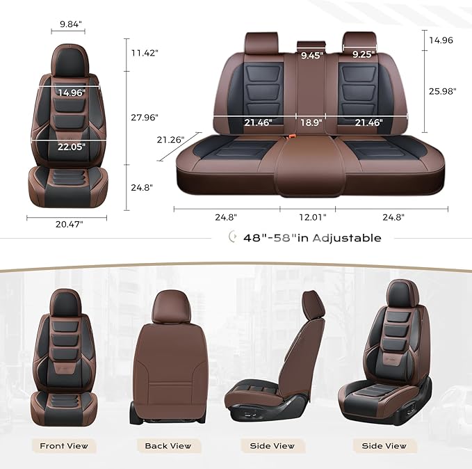 Coverado Car Seat Covers Full Set, Seat Covers for Cars, Front Seat Covers and Back Seat Cover Waterproof Leather Automotive 
