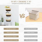 TeoKJ Over the Door Hanging Basket, 3-Tier Woven Cotton Wall-Mounted Storage Organizer Bag Decorative Hanging Nursery Baskets