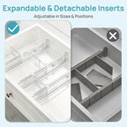 Vtopmart 2.36” Drawer Dividers with Expandable Inserts, 12.8"-22.3" Adjustable Kitchen Drawer Organizer, Clear Plastic Organi