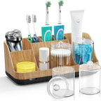GFWARE Bathroom Toothbrush Holder Set with 2 Pack Qtip Holder Dispenser - 7 Slots Kids Bathroom Accessory Sets with Drainage,