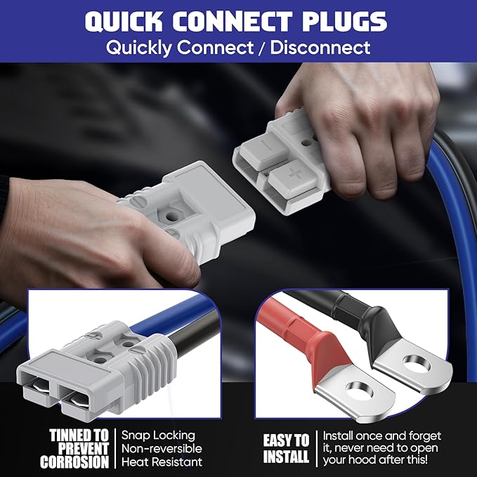 2/0 Gauge 30 FT Heavy Duty Jumper Cables, 1500Amp Quick Connect Booster Cables for 12V & 24V Cars, SUVs and Trucks, Kit with Carry Case, Gloves, Brushes