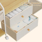 BBLIKE Diaper Caddy Organizer with Hanging Rack - 3 Tier Rolling Utility Cart with Drawers and Dividers for Baby Bottle Stora