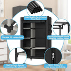 Calmootey Portable Closet, Wardrobe with 6 Shelves and Hanging Rod, Storage Organizer for Bedroom, Non-Woven Fabric Cover wit