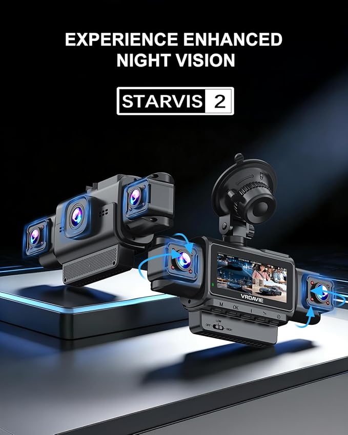 Dash Cam Front and Rear, 4-Channel 360° Coverage Car Dash Camera with STARVIS 2 Night Vision, GPS, 5.8GHz WiFi, 24H Parking M