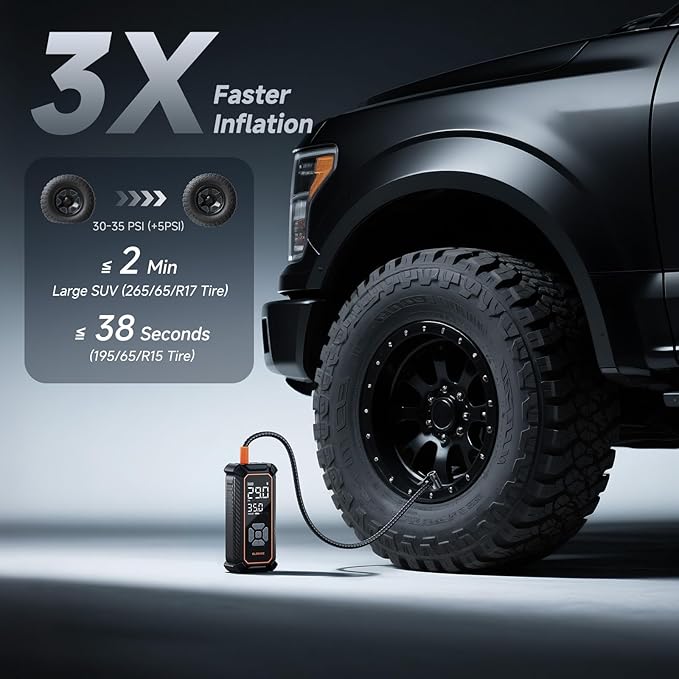 OlarHike Cordless Tire Inflator Portable Air Compressor, 3X Fast Inflation,12000mAh Battery, Air Pump for Car Tires, Pickups, SUVs, Electric Pump with Digital Pressure Gauge/Auto Shuttoff, Gift Ideas
