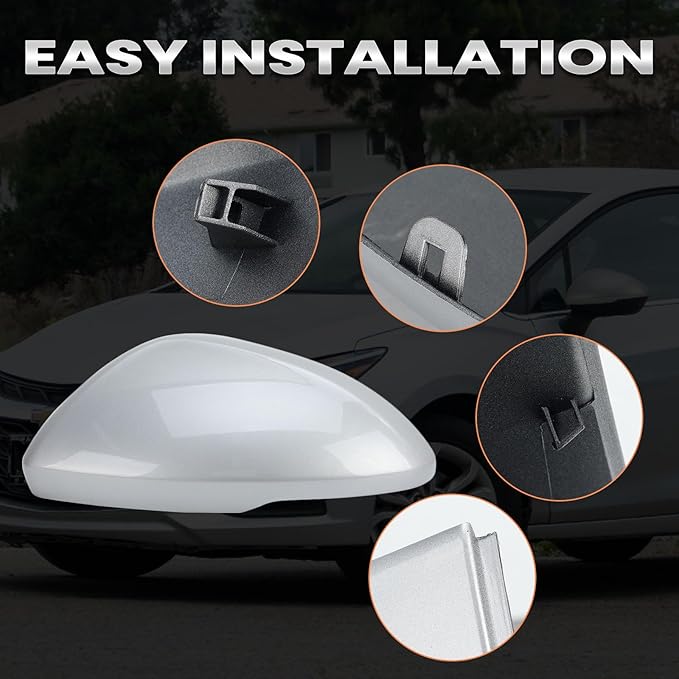Left Driver Side Mirror Cover Caps Compatible with Chevrolet Chevy Cruze 2017 2018 2019 Replacement Rear view Mirrors Trim (Silver)