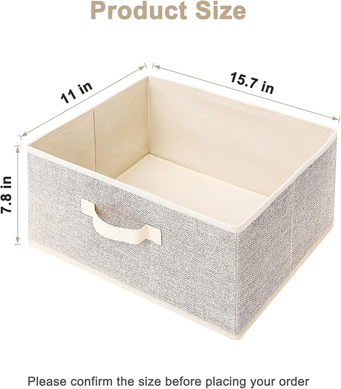 Storage Baskets, 15.7-Inch Woven Fabric Bins, Storage Cubes with Reinforced Handles, Organizer Bins for Closet Shelves, Folda