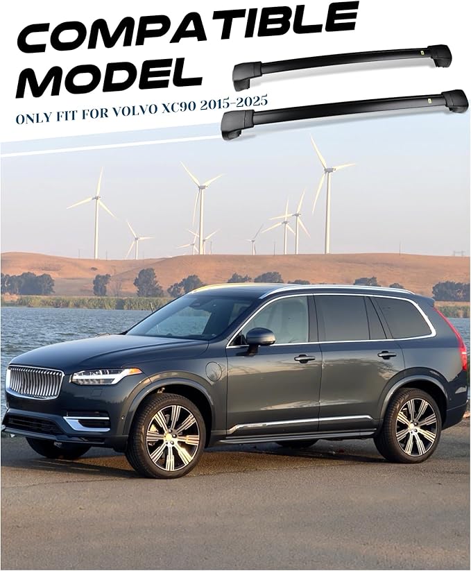 Snailfly Upgraded Crossbars Fit for 2015-2026 Volvo XC90 Lockable Roof Rack Cross Bars Cargo Accessories, Work for Flush Side Rails
