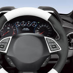 MEWANT Hand Stitched White Leather Steering Wheel Cover Wrap for Chevrolet Camaro 2017-2022 Steering Wheel Accessories for Chevrolet Camaro 2017-2022